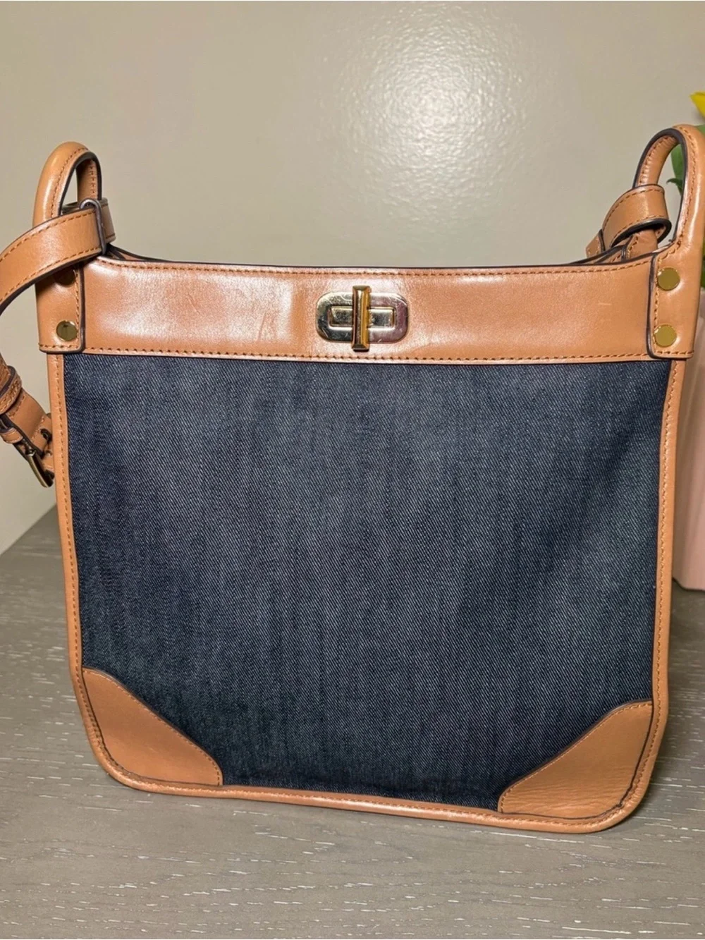 Michael Kors Tan and Navy Messenger Crossbody - Picture 5 of 6